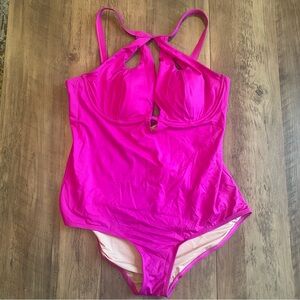 City Chic Fuchsia Underwire One Piece Swimsuit Size L